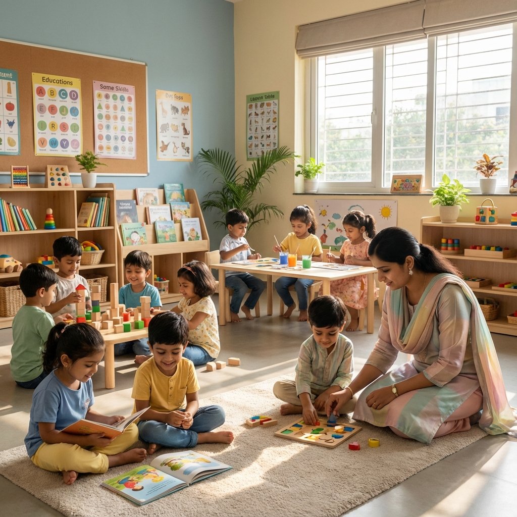 Pre-Primary classroom with young children engaged in play-based learning